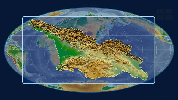 Vista Ampliada Geórgia Contornos Com Linhas Perspectiva Contra Mapa Global — Fotografia de Stock