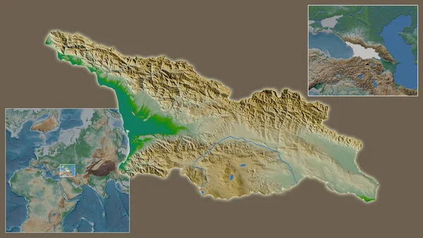 Primer Plano Georgia Ubicación Región Centro Mapa Mundial Gran Escala — Foto de Stock