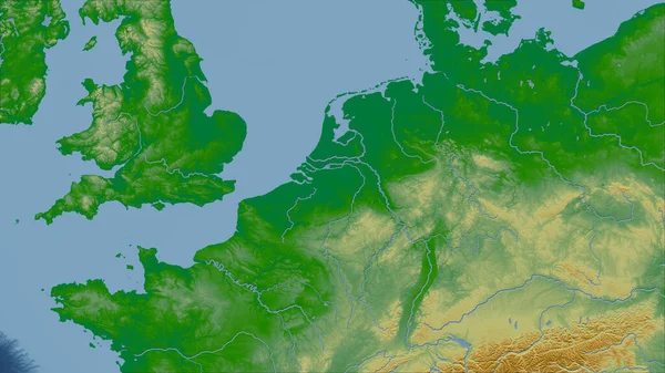 Almanya Ülkenin Yakın Perspektifi Özet Yok Renk Fiziksel Haritası — Stok fotoğraf