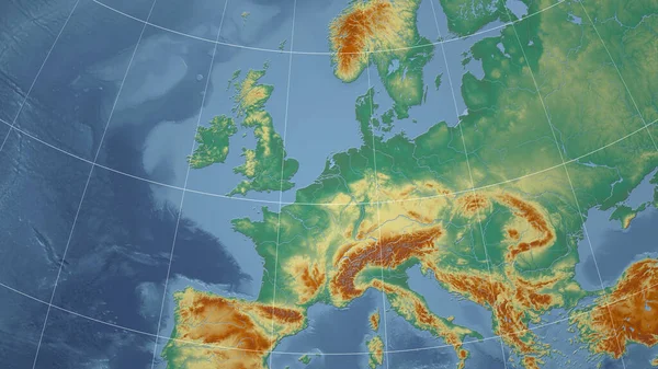 Германия Соседство Отдаленная Перспектива Очертаний Топографическая Рельефная Карта — стоковое фото
