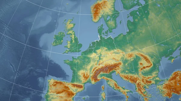 Германия Гродненщина Отдаленная Перспектива Очертаниями Страны Топографическая Рельефная Карта — стоковое фото