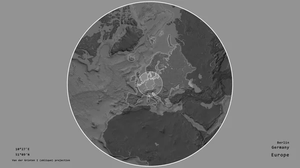 독일의 지역은 배경에 대륙의 대규모 지도에 원으로 표시되었다 주도권과 이름이 — 스톡 사진