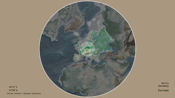 Área Alemanha Marcada Com Círculo Mapa Grande Escala Continente Isolado — Fotografia de Stock