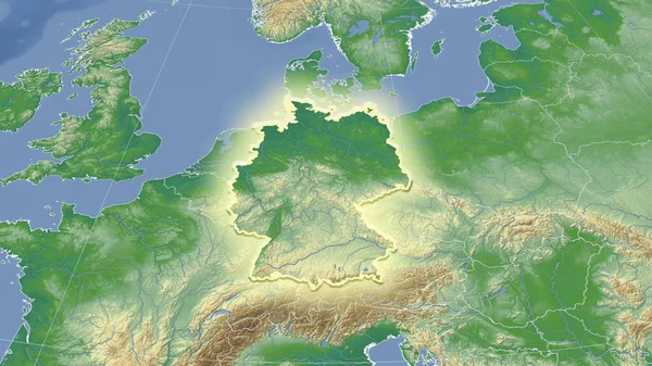 Germania Suo Quartiere Prospettiva Obliqua Distante Forma Brillava Mappa Fisica — Foto Stock