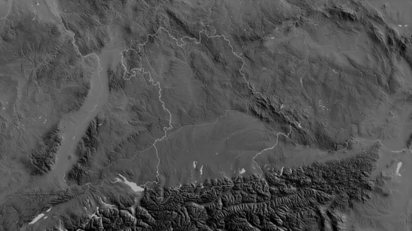 德国巴伐利亚州有湖泊和河流的灰度地图 形状与它的国家相对应 3D渲染 — 图库照片