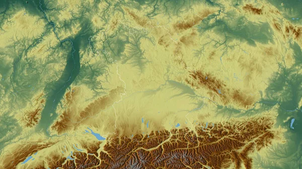 Bavaria State Germany Colored Relief Lakes Rivers Shape Outlined Its — Stock Photo, Image