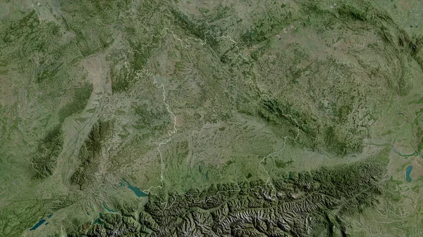 德国巴伐利亚州卫星图像 形状与它的国家相对应 3D渲染 — 图库照片