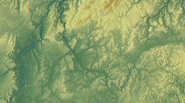 Saarland, Almanya devleti. Göller ve nehirlerle renkli rahatlama. Ülke alanına göre şekillendirilmiş. 3B görüntüleme
