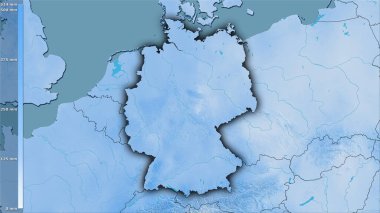 Almanya bölgesindeki en kuru çeyrekliğin efsanevi stereografik projeksiyonla yağışı - koyu parlak dış hatlı raster tabakalarının ham bileşimi