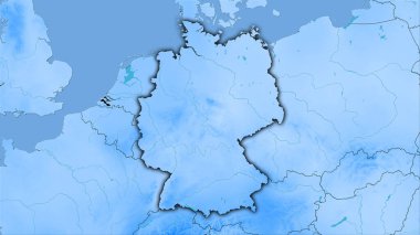 Almanya 'nın stereografik projeksiyondaki yıllık yağış haritasında - koyu renkli çizgili raster tabakalarının ham bileşimi