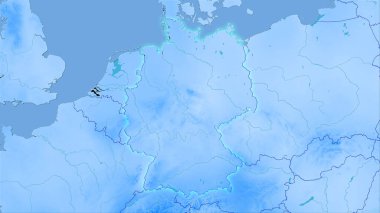 Stereografik projeksiyondaki yıllık yağış haritasında Almanya bölgesi - ışık saçan ana hatlı raster tabakalarının ham bileşimi