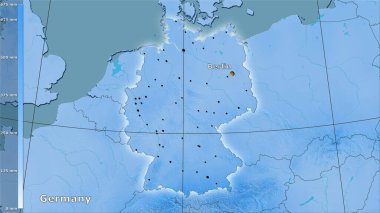 Almanya bölgesinin en sıcak çeyreğinin efsanevi stereografik projeksiyonla yağışı - ana kompozisyon