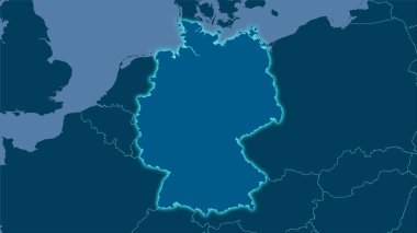 Stereografik projeksiyonda Almanya 'nın katı haritasında ışık yansıtan raster tabakalarının ham bileşimi