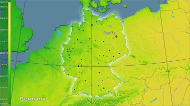 Efsanevi stereografik projeksiyonda Almanya 'da yıllık ortalama sıcaklık değişimi - ana bileşim