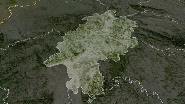 Hessen État Allemagne Zoomé Mis Évidence Imagerie Satellite Rendu — Photo