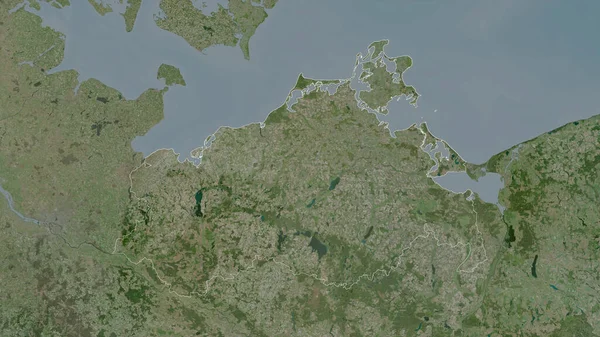 Mecklenburg Vorpommern Satellitenbilder Umrissen Gegen Das Land Rendering — Stockfoto