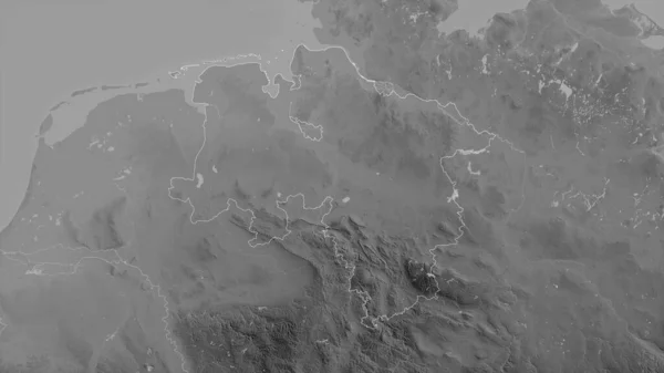 Нидерзахсен Штат Германия Карта Масштабе Grayscaled Лаками Риверами Форма Очерченная — стоковое фото