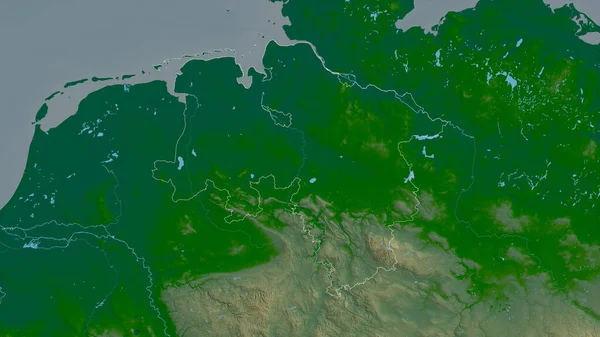 ニーダーザクセン州 ドイツの州 湖や川と色シェーダーデータ 形状は その国の領域に対して概説 3Dレンダリング — ストック写真
