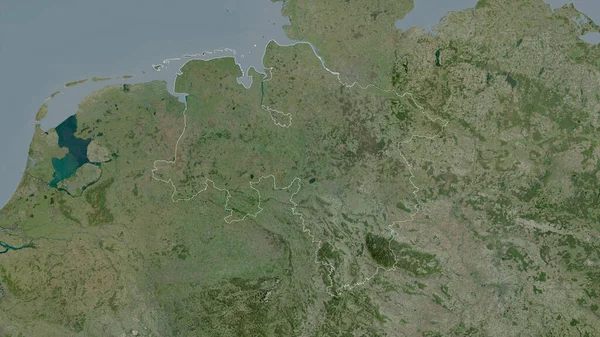 Niedersachsen Estado Alemanha Imagens Satélite Forma Delineada Contra Sua Área — Fotografia de Stock