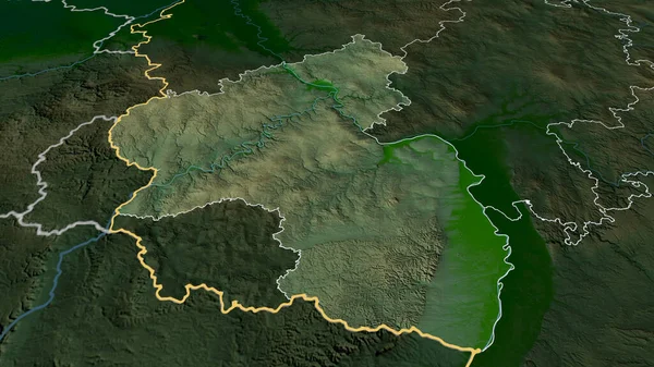 Rheinland Pfalz Deelstaat Duitsland Gezoomd Gemarkeerd Belangrijkste Fysieke Landschapskenmerken Weergave — Stockfoto