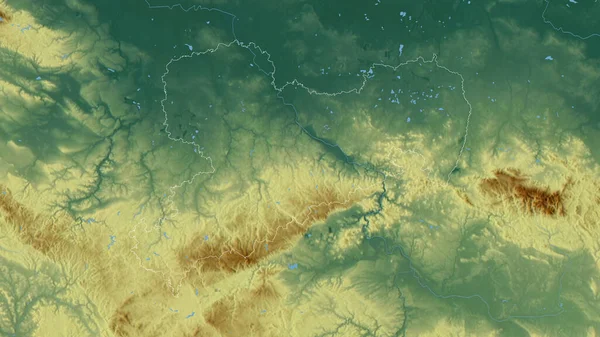 Sachsen Staat Duitsland Gekleurd Reliëf Met Meren Rivieren Vorm Geschetst — Stockfoto