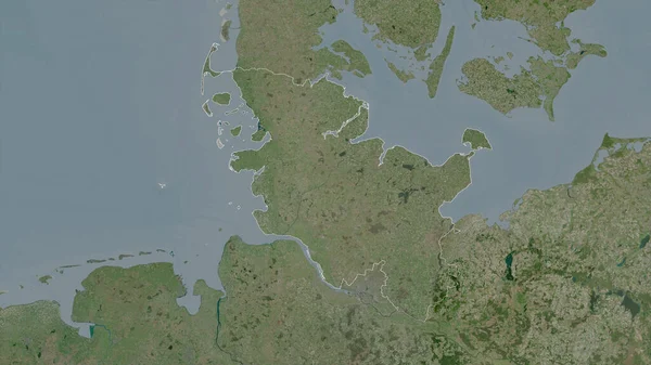 Schleswig Holstein State Germany Satellite Imagery Shape Outlined Its Country — Stock Photo, Image