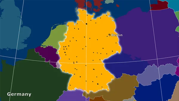 Německo Mapě Administrativních Divizí Stereografické Projekci Hlavní Skladba — Stock fotografie