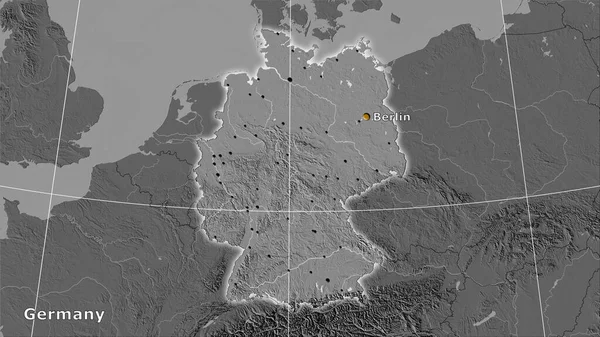 Obszar Niemiec Dwupoziomowej Mapie Wysokości Projekcji Stereograficznej Kompozycja Główna — Zdjęcie stockowe