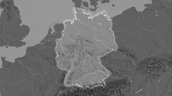 Germania Area Sulla Mappa Dell Elevazione Bilivello Nella Proiezione Stereografica — Foto Stock