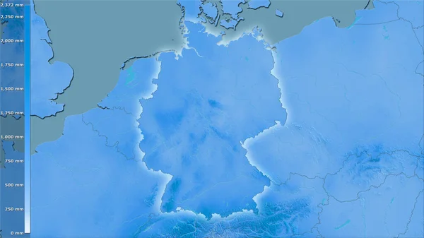 Precipitación Anual Dentro Del Área Alemania Proyección Estereográfica Con Leyenda —  Fotos de Stock