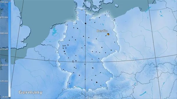 Almanya bölgesinin en soğuk çeyreğinin efsanevi stereografik projeksiyonla yağışı - ana kompozisyon