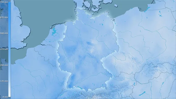 Précipitations Des Quartiers Les Froids Zone Allemande Dans Projection Stéréographique — Photo