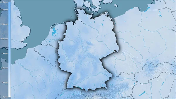 Précipitation Mois Sec Dans Zone Allemagne Dans Projection Stéréographique Avec — Photo