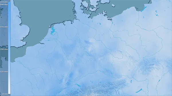 Précipitations Des Quartiers Les Secs Zone Allemagne Dans Projection Stéréographique — Photo