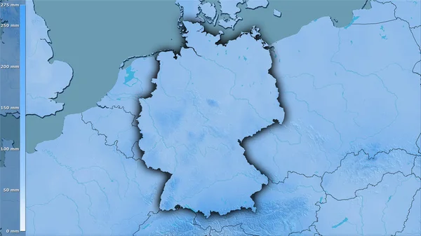 Precipitación Del Mes Más Húmedo Dentro Del Área Alemania Proyección —  Fotos de Stock