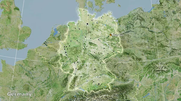 Stereografik Projeksiyondaki Uydusu Üzerinde Almanya Alanı Ana Bileşim — Stok fotoğraf