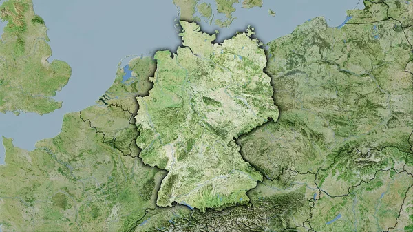 Deutschland Gebiet Auf Der Satelliten Karte Der Stereographischen Projektion Rohzusammensetzung — Stockfoto