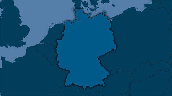 立体投影中的德国区域 具有暗发光轮廓的栅格层的原始成分 — 图库照片
