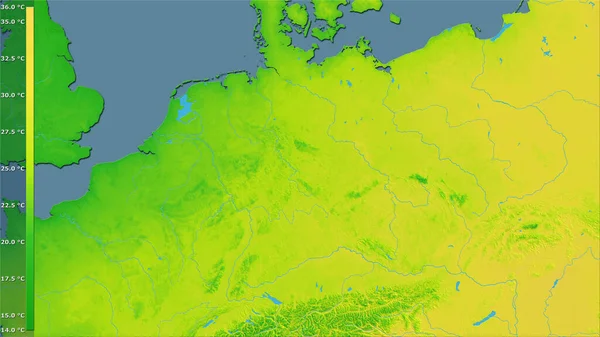 Variación Media Anual Temperatura Dentro Del Área Alemania Proyección Estereográfica — Foto de Stock
