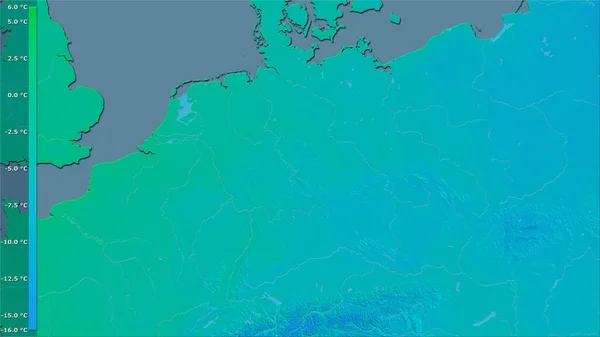 Température Minimale Mois Froid Dans Zone Allemagne Dans Projection Stéréographique — Photo