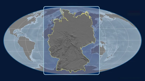 Németország Szemszögéből Közelítve Mollweide Projekció Globális Térképével Szemben Vázolja Fel — Stock Fotó