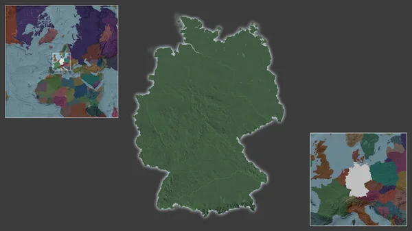 Close Alemanha Sua Localização Região Centro Mapa Mundial Grande Escala — Fotografia de Stock