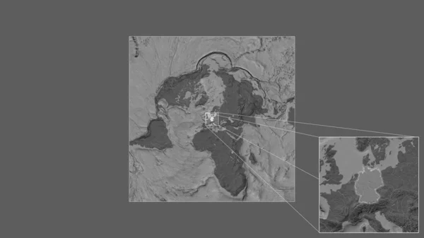 Расширенная Увеличенная Территория Германии Добытая Крупномасштабной Карты Мира Ведущими Линиями — стоковое фото