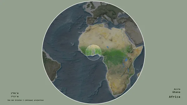 Zone Ghana Marquée Par Cercle Sur Carte Grande Échelle Continent — Photo