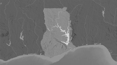 Stereografik projeksiyondaki bilek yüksekliği haritasında Gana alanı - raster katmanlarının ham bileşimi