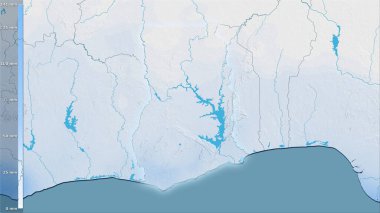 Efsanevi stereografik projeksiyondaki Gana bölgesindeki en kurak ayın yağışı - ışık yansıtmalı raster tabakalarının ham bileşimi