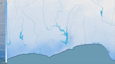 Efsanevi stereografik projeksiyondaki Gana bölgesindeki en kuru çeyrekliğin yağışı - raster tabakalarının ham bileşimi