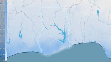 Efsanevi stereografik projeksiyondaki Gana bölgesindeki en kuru çeyrekliğin yağışı - ışık saçan dış hatlı raster tabakalarının ham bileşimi