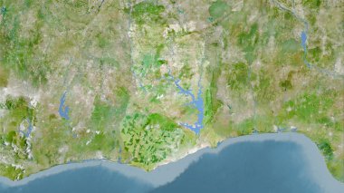 Uydudaki Gana alanı stereografik projeksiyondaki bir harita - raster katmanlarının ham bileşimi