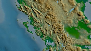 Epirus, Yunanistan 'ın merkezi olmayan yönetimi. Gölleri ve nehirleri olan renkli gölge verileri. Ülke alanına göre şekillendirilmiş. 3B görüntüleme